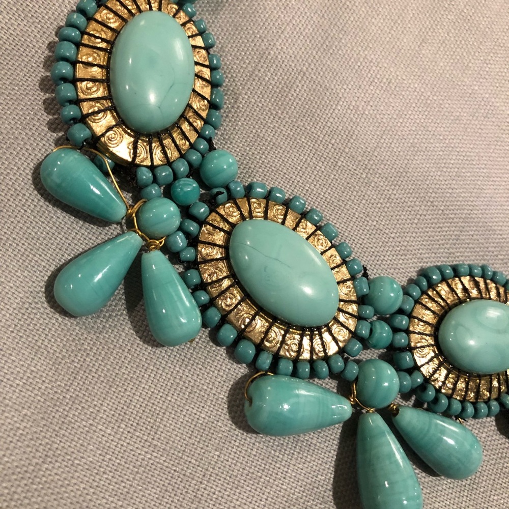 Turquoise Beaded Bib Necklace